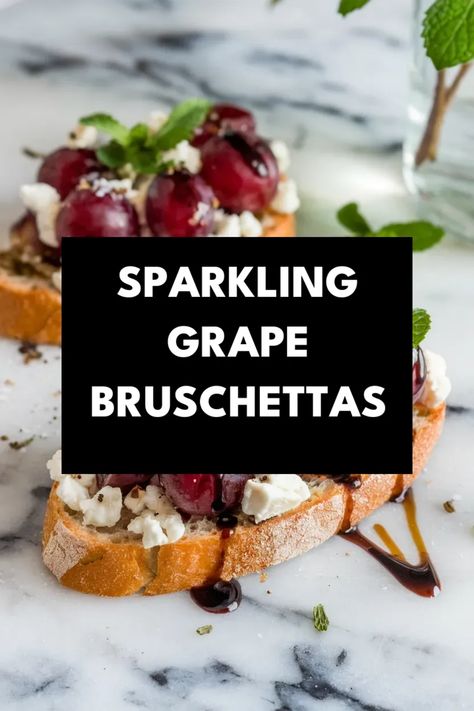 A photo of a  Sparkling Grape Bruschettas a New Years Eve Food Party Ideas New Years Eve Grapes, Grapes New Years Eve, New Year’s Eve Charcuterie, Food Party Ideas, New Years Eve Snacks, Nye Food, New Years Eve Food, New Year's Food, Snack Board