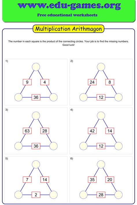 Create a multiplication arithmagon puzzles and download the free worksheets. Multiplication Puzzle Worksheets, Year 4 Maths, Mental Math Tricks, Multiplication Puzzles, Multiplication And Division, Maths Puzzles, 1st Grade Worksheets, Mental Math, Math Tricks