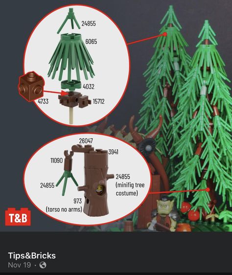 Lego Tree Instructions, Lego Trees Ideas, Lego Christmas Train, Lego Forest, Lego Park, Lego Garden, Lego Diy Projects, Lego Trees, Lego Landscape