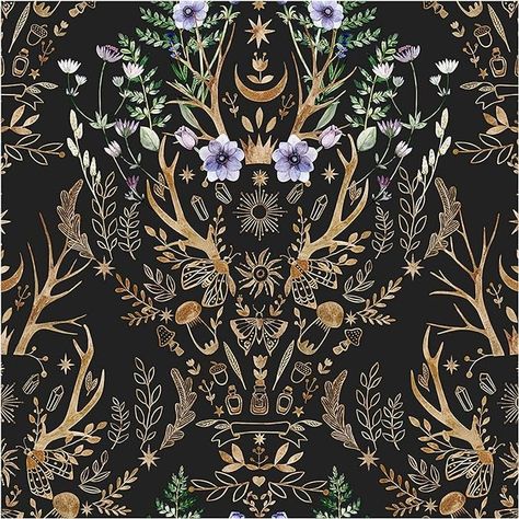 HAOKHOME 94027-1 Wallpaper Peel and Stick Retro Floral Damask Bronze/Black/Purple Wall Decor Bathroom Removable Mural 17.7in x 32.8ft - Amazon.com Witchy Wall Decor, Renter Friendly Wallpaper, Purple Wall Decor, Wall Decor Bathroom, Goth Wallpaper, Gothic Wallpaper, Witchy Wallpaper, Purple Walls, Floral Damask