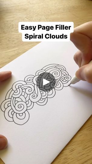 420 reactions · 41 shares | Easy Page Filler: Spiral Clouds  Make a spiral, add some rainbows, maybe add color! You’ll see lots of variations on this, so don’t get stuck thinking that you are doing it wrong!  #zentangle #tangleart #untangling #clouds #spirals #rainbows  @ohuhuart @artecho_art | Untangling Addie | untangling.addie · Original audio Zentangle Clouds, Spiral Clouds, Spiral Design Pattern, Spiral Mandala, Easy Zentangle Patterns, Easy Zentangle, Dotted Drawings, Subtle Background, Zen Doodle Patterns