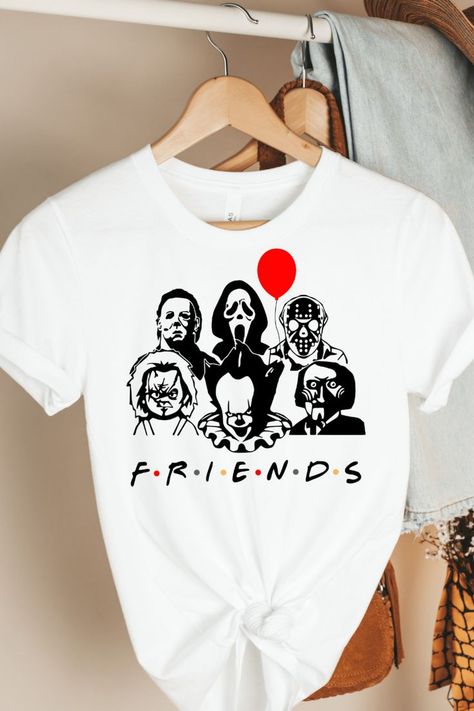 halloween shirt	halloween friends te	friends shirt	halloween	disney friends shirt	funny halloween tee	funny friends shirt	halloween costume	it movie shirt	horror movie shirt Friends Halloween Shirt, Halloween Costume Friends, Tshirt Quotes, Halloween Friends, Disney Halloween Shirts, Cricut Halloween, Types Of T Shirts, Halloween Tshirt, Side Design