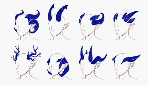 Horns Ideas Drawing, Rwby Dust Types, Teifling Tail Types, Horn Types Reference, Ideas For Characters Design, Horn Ideas For Oc, Dragon Horns Drawing Reference, Cool Horn Designs, Demon Oc Male Horns