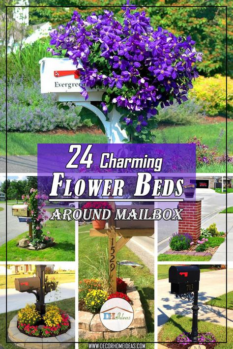 24 Charming Flower Beds Around Mailboxes #flowerbed #mailbox #garden #curbappeal #flowers #decorhomeideas Mail Box Flower Bed, Diy Mail Box Ideas Curb Appeal, Mail Box Garden Flower Beds, Mailbox Flower Bed Ideas Perennials, Mailbox Curb Appeal Ideas, Simple Mailbox Landscaping, Mail Box Landscaping, Landscaping Around Mailbox Ideas, Flowers Around Mailbox Ideas