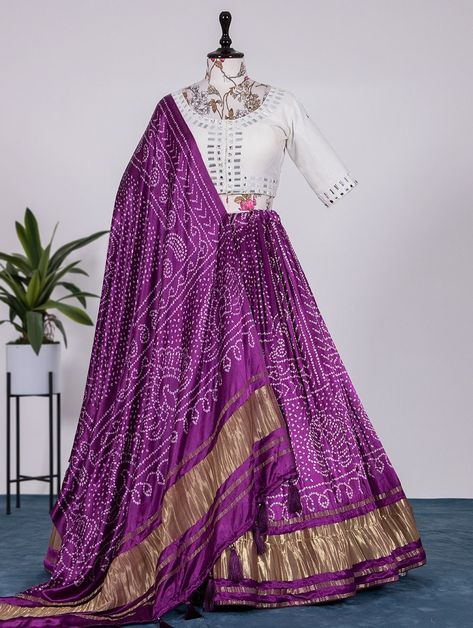 Georgette Lengha, Bandhani Lehenga, Silk Lehenga Choli, Navratri Dress, Stitched Lehenga, Lehenga Designs Simple, Lehenga Style, Choli Designs, Ghagra Choli