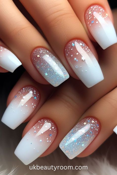 Acrylic With Gems, French Manicure Acrylic Nails, Cute Milk, Milky Nails, The Audacity, Graduation Nails, Pink Ombre Nails, Fancy Nails Designs, Christmas Gel Nails