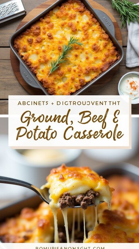 Ground Beef & Potato Casserole is the perfect balance of comfort and flavor—an easy recipe for busy nights and satisfying meals. Don’t miss out – explore now!  #ComfortFood  #EasyRecipes #HealthyEating #QuickMeals #HomeCooking Recipes For Ground Beef Dinner Tonight, Ground Beef And Sweet Potato Recipes, Potato Beef Casserole, Ground Beef Bake, Ground Beef And Potato Recipes, Gluten Free Ground Beef Recipes, Ground Beef Potato Casserole, Beef Potato Casserole, Puerto Rican Foods