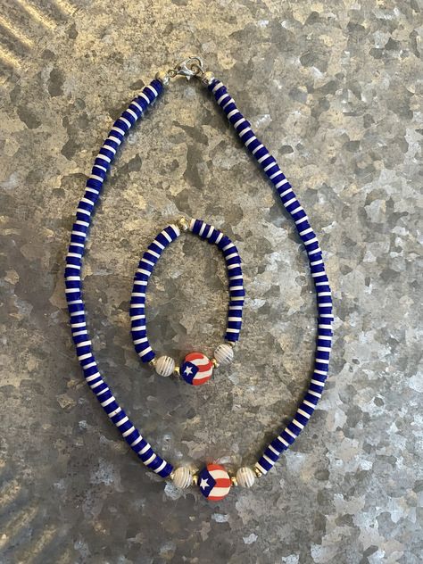 Kids 4th Of July, Matching Necklace And Bracelet, Bracelet Cute, Clay Bead, Matching Bracelet, Necklace And Bracelet, Matching Bracelets, Matching Necklaces, Clay Beads