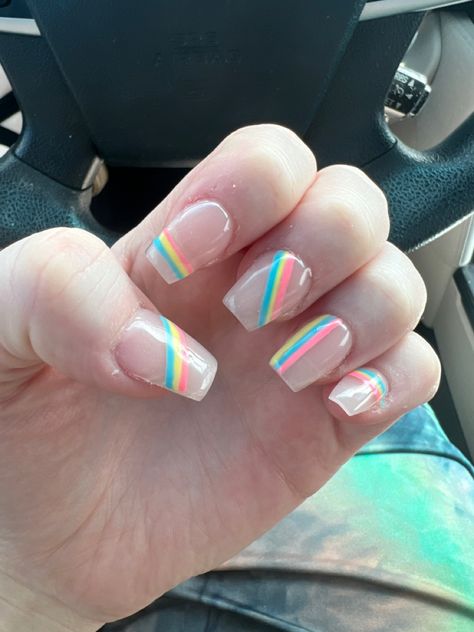 Pansexual Nails Designs, Pan Pride Nails, Pansexual Nail Art, Pansexual Nails, Pan Nails, Pride Ideas, Pride Nails, Flag Nails, Multicolored Nails