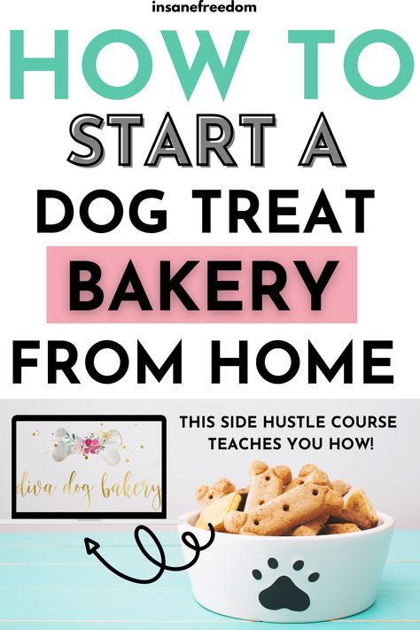 Looking for a fun side hustle or business idea before 2020 ends? If you are a dog lover who also loves baking, learn how to start a profitable dog treat bakery from home and make up to an extra $1000 each month! Make sure to also sign up for extra bonuses for the brand new Diva Dog Bakery course! Dog Cookie Business, Diva Dog Bakery, Bakery From Home, Start A Dog Treat Business, Dog Treat Bakery, Dog Treat Business, Treats Business, Treat Business, Solopreneur Tips