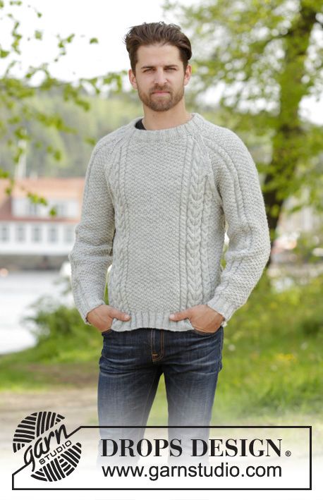 The Rower / DROPS 174-15 - Free knitting patterns by DROPS Design Yellow Sweater Mens, Mens Knit Sweater Pattern, Cable Knit Sweater Pattern, Mens Knit Sweater, Mustard Yellow Sweater, Knitting Patterns Free Sweater, Jumper Knitting Pattern, Knit Men, Sweater Crochet Pattern