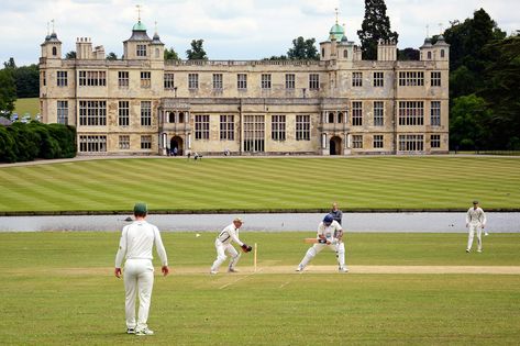 Cricket at Audley End | A superb setting for a village cricket match. Audley End CC batting against Saffron Walden CC 3rd XI, in front of Audley End House in Essex. Village Cricket, Famous Trees, Dharamsala, Cricket Stadium, Saffron Walden, Classy Lifestyle, World Cricket, Modernist House, Cricket Club