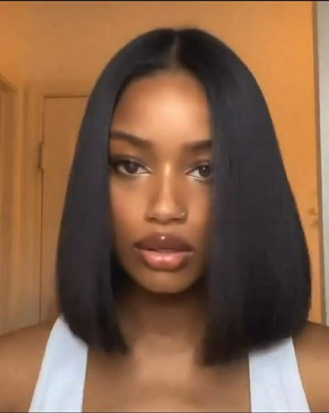 Black Long Bob Haircut, Shoulder Length Hair On Black Women, Black Women Long Bob, 90s Bob Haircut Black Women, Lob Haircut Black Women, Long Bob Hairstyles Black Women, Shoulder Length Bob Black Women, Relaxed Hair Ideas, Long Bob Black Women