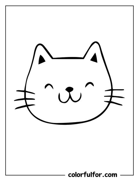 Cute Kitten Drawing Easy, Easy Cat Face Drawing, Cat Face Template, Cat Face Doodle, Memorial Drawings, Cat Face Outline, Face Coloring Pages, Cat Face Drawing, Simple Face Drawing