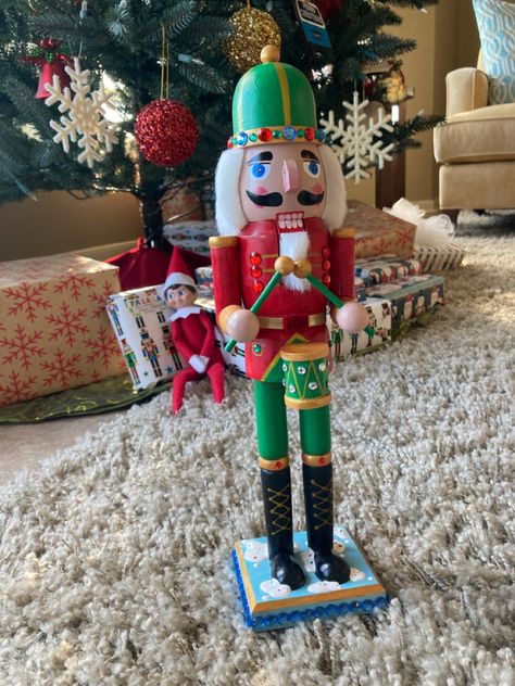 Walmart Nutcracker Painting Ideas, Paint Nutcracker, Hand Painted Nutcracker, Painted Nutcracker, How To Paint, Nutcracker, Elf On The Shelf, Elf, Craft Ideas