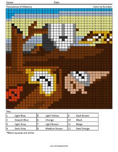 Persistence of Memory- Megapixel Painting Answer Key color by numbers Art Perle, Pixel Art Grid, Diy Perler Beads, Mini Cross Stitch, Pixel Pattern, Pixel Art Pattern, Beaded Cross, Perler Bead Art, Perler Patterns