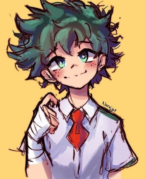 An Anime, Anime Character, Anime Boy, Green, Red, Hair, Anime, Blue