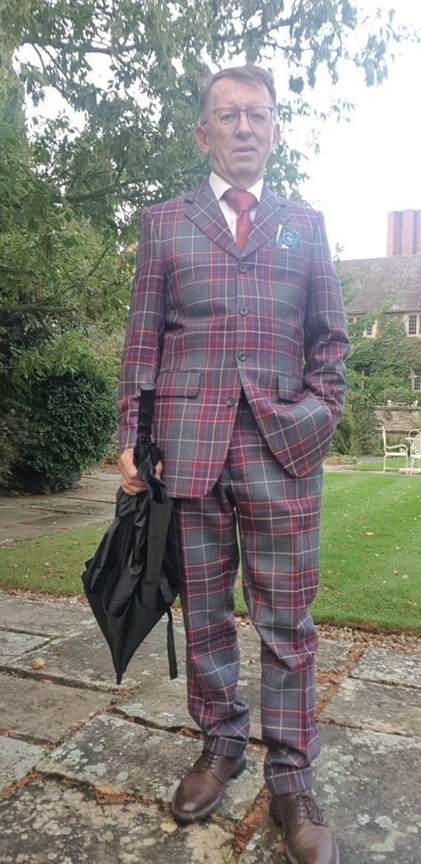 This suit was tailored from my personal tartan design. Tartan Suit, Spring Months, April Wedding, Tartan Design, 3 Piece Suits, Costume Design, 3 Piece, Tartan, Wedding Party