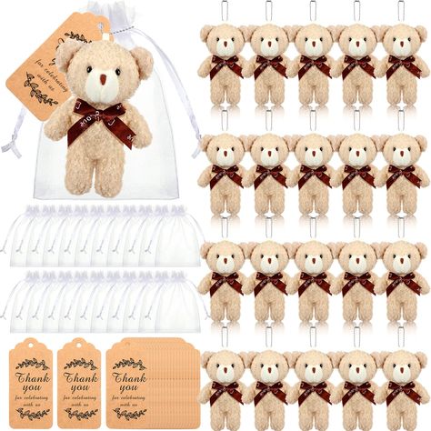 PRICES MAY VARY. Complete Set: you will receive 60 pcs tiny stuffed bear kits including 20 tiny stuffed bears with bows, 20 thank you cards and 20 white organza bags; Sufficient quantity to meet your daily use, decoration and sharing needs Reliable Material: small bear are made of plush, filled with PP cotton, soft and comfortable, wear resistant and can accompany you for a long time; Thank you label is made of kraft paper, the white bag adopts organza material, light but not easy to break or de We Can Bearly Wait Baby Shower Favors, We Can Bearly Wait Baby Shower Decor, We Can Barely Wait Baby Shower Theme, Teddy Bear Baby Shower Favors, Bear Baby Shower Favors, Picnic Baby Showers, Soft Bear, Organza Material, Bear Baby Shower Theme