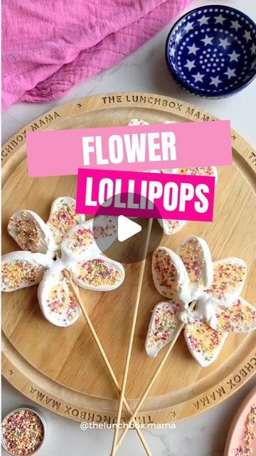 Rachel Stirling | The Lunchbox Mama on Instagram: "YOU'RE 2 INGREDIENTS AWAY FROM THE CUTEST SPRING SNACK! (GLUTEN & DAIRY FREE)  SAVE now and surprise the kids, or make together at the weekend!  You'll need: 🤍 Giant BBQ marshmallows 💜 Sprinkles (I used hundreds and thousands)  With scissors snip into the middle of the marshmallow just over 3/4 of the way through. Make two more cuts into each side of you centre cut, until you have six petals.  Splay the sticky petals out - don't panic, they're sticky but go carefully and trust the process!  Press together the two outside petals to complete your flower shape then insert a bamboo skewer. Stick it right through the centre and into the petals at the top to keep it strong.   Add sprinkles to the five sticky petals. Dip your finger into water Marshmallow Skewers, Spring Snacks, Marshmallow Flowers, Marshmallow Sticks, Hundreds And Thousands, The Lunchbox, Gluten Dairy Free, Kid Snacks, Bank Holiday Monday