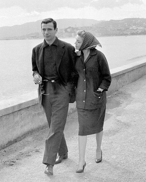 Joseph Carle on Instagram: “Simone Signoret #simonesignoret #signoret #simone with Yves Montand #yvesmontand #montand #theartofwalking #superstar #moviestar #popicon…” Yves Montand, Edith Piaf, French Actress, Famous Faces, Head Scarf, Beautiful Outfits, Movie Stars, Beautiful People, Timeless Fashion