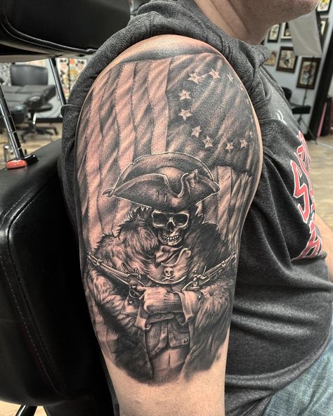 Minuteman Tattoo, Back Of Forearm Tattoo Men Sleeve, Patriotic Tattoo Ideas, We The People Tattoo Sleeve, Patriot Tattoos For Men, Patriotic Leg Sleeve Tattoo, 1776 Tattoo, 1776 Tattoos For Men, We The People Tattoo