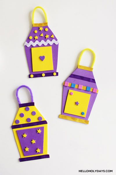 Ramadan Foam Lanterns Craft with Free Template by Hello Holy Days! Easy Ramadan Crafts, Hari Raya Craft For Kids, Ramadan Crafts For Kids Activities, Eid Crafts Ideas, Ramadan Crafts Diy Projects, Hari Raya Craft, Crafts For Ramadan, Ramadhan Craft, Ramadan Crafts For Kids