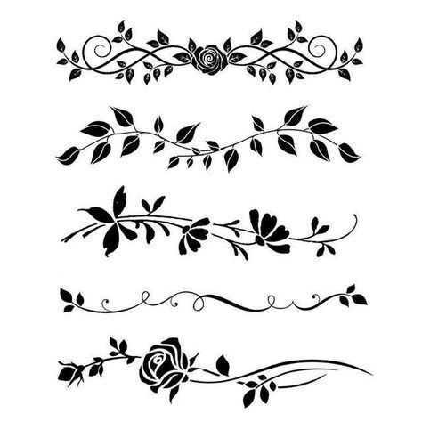 Flower Vine Tattoos, Mixed Media Stencils, Vine Tattoos, Tattoo Bracelet, Pola Sulam, Best Friend Tattoos, Friend Tattoos, Back Tattoos, Bullet Journal Doodles