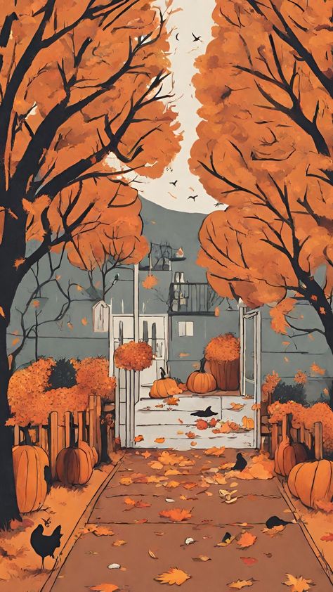 Soft Halloween Aesthetic Wallpaper, Fall Witch Wallpaper, Autumn Night Wallpaper, Fall Fantasy Art, September Fall Wallpaper, Iphone Wallpaper Ideas Screens, Cute October Wallpaper, Fall Wallpaper October, Fall Art Aesthetic