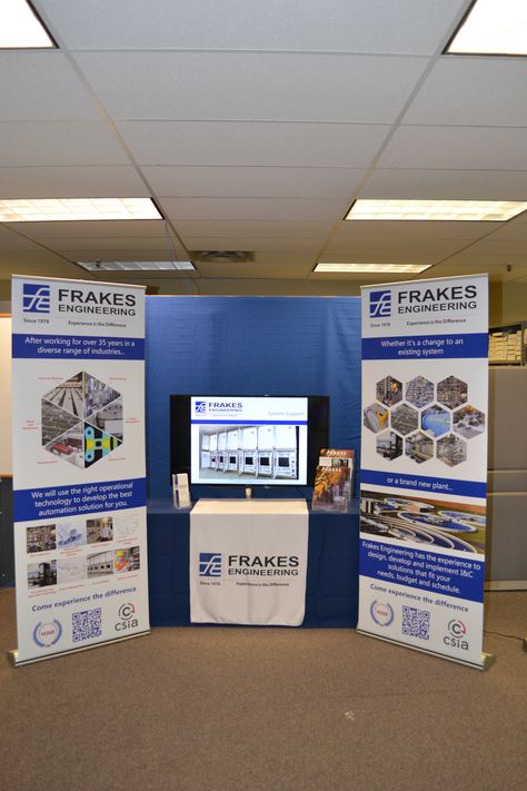 Construction Trade Show Booth Ideas, Vendor Booth Banner, Trade Booth Design, Medical Trade Show Booth, Job Fair Booth, Technology Booth Design, Tech Trade Show Booth, Trade Show Banner, Control Systems Engineering