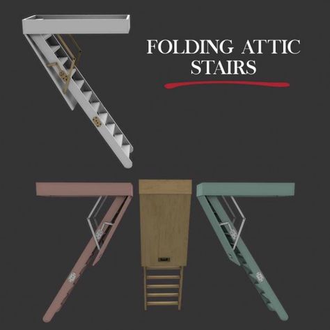 Leo 4 Sims: Attic Stairs Fixed • Sims 4 Downloads Bathroom Floorplan, Attic Shower, Attic Kitchen, Window Remodel, Windows Ideas, Garage Attic, Attic House, Small Attic, Attic Stairs