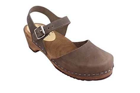 Lotta From Stockholm Swedish Clogs Low Wood in Taupe on Brown Base-38 Lotta From Stockholm, High Heel Clogs, Brown Clogs, Womens Low Heels, Swedish Clogs, Wooden Clogs, Clog Heels, Clog Sandals, Mary Jane Heels