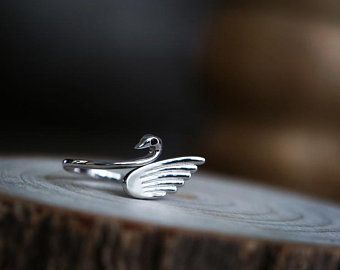 Annabelle on Etsy Cute Swan, Swan Ring, Wide Wedding Rings, Swan Princess, Animal Ring, Princess Ring, Personalized Ring, Animal Rings, Chakra Jewelry