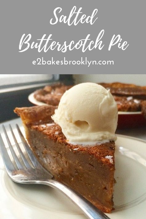 Salted Butterscotch Pie Dessert Tarts, Butterscotch Desserts, Pie Contest, Butterscotch Recipes, Edible Ideas, Almond Pie, Dessert Pies, Butterscotch Pie, Unique Pies