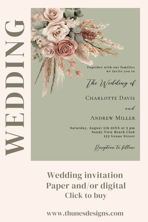 Explore our extensive range of wedding invitations at Thunes Designs, available in a variety of colors and themes to suit all seasons. Our invitations can be customized with different paper types and are offered in various price ranges, ensuring there’s something for every couple. For those seeking convenience, digital downloads are also available. Visit our store on Zazzle to view the entire collection and find the perfect invitation for your special day.

Click to discover more! Boho Sage Green Wedding, Lavender Wedding Invitations, Green Luxury, Rose Gold Invitations, Silver Wedding Invitations, Blue Invitation, Sage Wedding, Winter Wedding Invitations, Sage Green Wedding