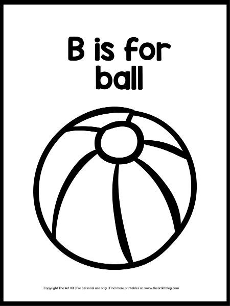 B is for Ball Coloring Page (Instant Download!) - The Art Kit B For Ball Worksheet, B Is For Ball Craft, Letter B Ideas For Preschool, B Is For, B Is For Craft, Letter B Preschool Crafts, Letter B Crafts For Preschoolers, B Activities For Preschool, B Is For Ball