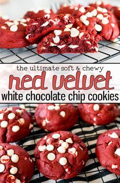 Thick Cookie Recipes, Red Velvet Chocolate Chip Cookies, Red Velvet Color, Cookies With White Chocolate Chips, Red Velvet Cookie Recipe, Cookies With White Chocolate, Cookie Recipes Holiday, Cooking With Karli, Easy Crepe Recipe