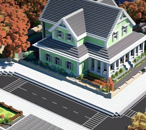 Cute Minecraft City Builds, Minecraft Houses City, Minecraft City Ideas Buildings Modern, Minecraft City Layout, Minecraft Apartment Building, Minecraft City Ideas, Minecraft Suburban House, Villa Minecraft, Minecraft Modern City