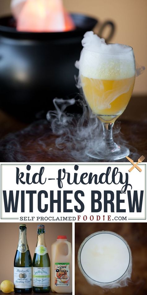 Potion Drinks For Kids, Witch’s Brew, Witch Themed Food, Halloween Meal Ideas, Witches Dinner, Potion Party, Spooky Drinks, Halloween Punch Recipes, Fun Party Drinks