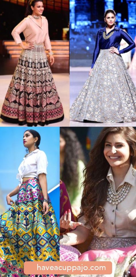 be53ee61104935234b174e62a07e53cfdesc53107382ri Shirt And Lehenga Outfit, Long Skirt With Shirt, Elegant Skirt Outfits, Silk Skirt Outfit, Indian Skirt, Indian Outfits Lehenga, Long Skirt Outfits, Indo Western Dress, Party Wear Indian Dresses