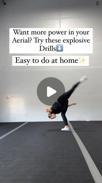 Rosie on Instagram: "Want more Power in your Aerial? Try these Explosive Drills✨Easy to do at Home✨ • • • • • • #tumbling #Gymnastics #Dancer #Dance #Gymnast #Tutorial #step #Acro #Acrobatics #TumblingTricks #Coach  #Teacher #Teach #LearnWithMe #Tumble #Cheer #Cheerleader #Flips #Backflip #tumblingislife #coachrosie #aerial #aerialtutorial #aerialdrills" Aerial Drills Gymnastics, Back Hand Spring Drills, Gymnastics Things, Gymnastics At Home, Rhythmic Gymnastics Training, Gymnastics Routines, Tumbling Gymnastics, Gymnastics Tricks, Gymnastics Stretches