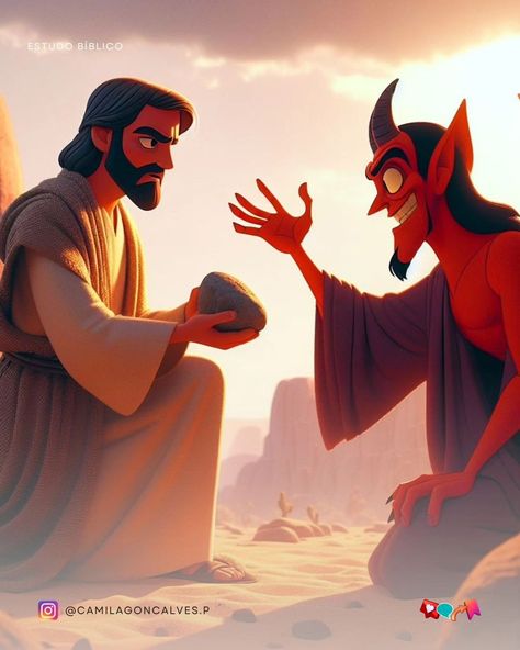 Temptation of Jesus Jesus Vs Devil, Jesus Tempted, Temptation Of Jesus, Jesus Temptation, Jesus Pics, Catholic Heart, Bible Catholic, God Anime, Bible Journaling For Beginners