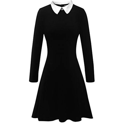 Long Sleeve Work Dress, Long Flare Dress, Long Flared Dress, Doll Collar Dress, Peter Pan Dress, Long Sleeve Babydoll Dress, Babydoll Dresses, Long Length Dresses, Long Sleeve Skater Dress