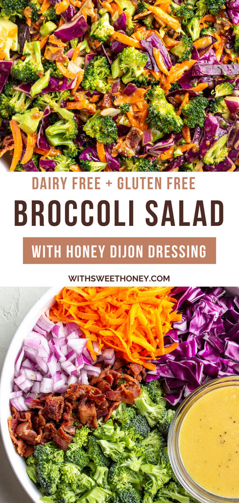 Non Mayo Broccoli Salad, Steamed Broccoli Salad, Broccoli Salad With Yogurt Dressing, Broccoli Slaw Salad Recipes, The Best Broccoli Salad, Lactose Free Salads, Broccoli Salad No Mayo Dressing, Honey Mustard Broccoli Crunch Salad, No Mayo Broccoli Salad Recipe