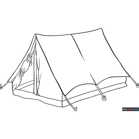 Free Tent Coloring Page for Kids Easy Drawing Guides, Free Printable Coloring Sheets, Drawing Guides, Popular Cartoons, Kids Print, Printable Coloring Sheets, Drawing Tutorial Easy, Coloring Tutorial, Guided Drawing