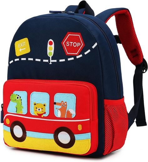 Amazon.com | willikiva Car Dinosaur Kids Toddler Backpack for Boys and Girls Children Waterproof Preschool Bag(Red Scool Bus) | Kids' Backpacks Tut Bag, Mom Dr, Dinosaur Backpack, Toddler Backpack, Boys Backpacks, Music Party, Dinosaur Kids, Kids Backpacks, Toddler Boys