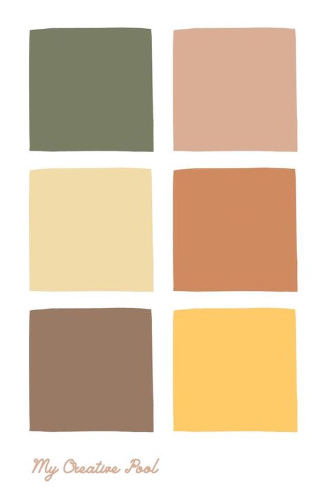 Earthy Yellow Color Palette, Style Tips And Tricks, Yellow Color Palette, Palettes Color, Vintage Colour Palette, Decor Color Palette, Polygon Art, Gender Neutral Colors, Color Palette Yellow