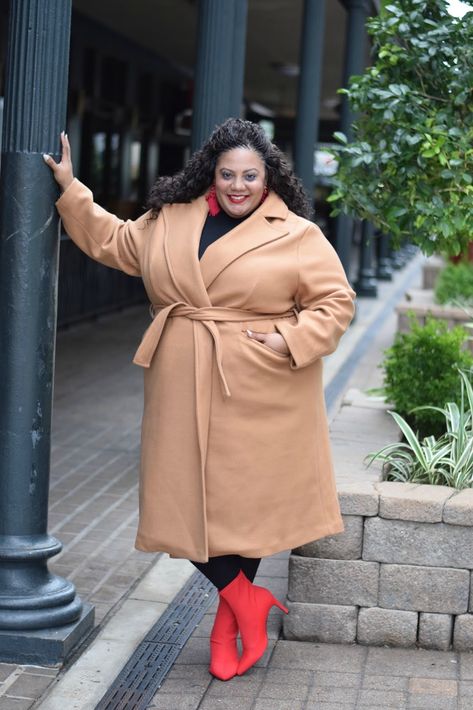 Katie Sturino, Plus Size Looks, Wool Coats, Classic Coat, Plus Size Coats, Classic Coats, Wrap Coat, Camel Coat, Fall Jackets