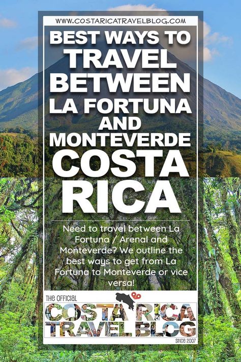 Need to travel between La Fortuna / Arenal and Monteverde? We outline the best ways to get from La Fortuna to Monteverde or vice versa! See our article "Best Ways To Travel From La Fortuna To Monteverde (Or Vice Versa)" for info. | The Official Costa Rica Travel Blog #costarica #travel #traveltips #costaricatravel #puravida #arenal #lafortuna #monteverde #transportation #diycostarica #costaricavacation #vacation #wanderlust #centralamerica Costa Rica Vacation, Montezuma, Monteverde, Costa Rica Travel, Ways To Travel, Travel Goals, Travel Advice, Central America, Costa Rica