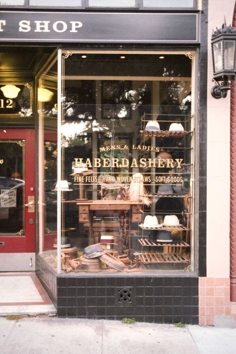 Bakery Window Display, Beautiful Shops, Old General Stores, Hat Inspiration, Room Box Miniatures, Retail Facade, Haberdashery Shop, Window Bars, Storefront Signs